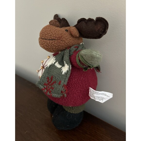Christmas Moose Plush Holiday Inspirations Knit Scarf Snowflake Sweater Decor - Picture 3 of 12